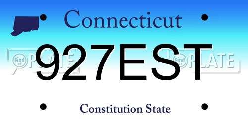 927EST Connecticut License Plate