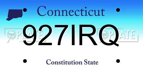 927IRQ Connecticut License Plate