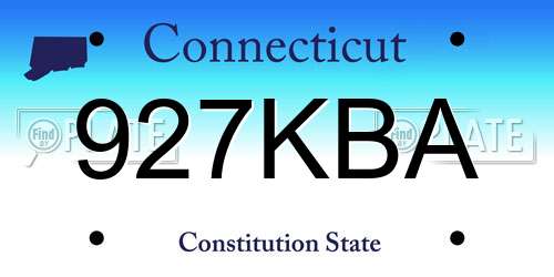 927KBA Connecticut License Plate