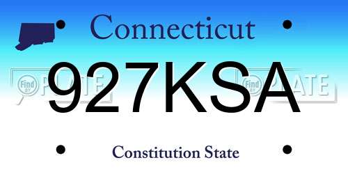 927KSA Connecticut License Plate