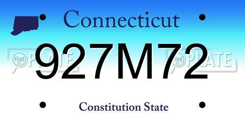 927M72 Connecticut License Plate