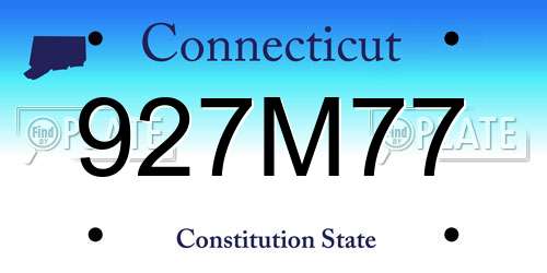 927M77 Connecticut License Plate