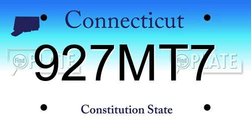 927MT7 Connecticut License Plate
