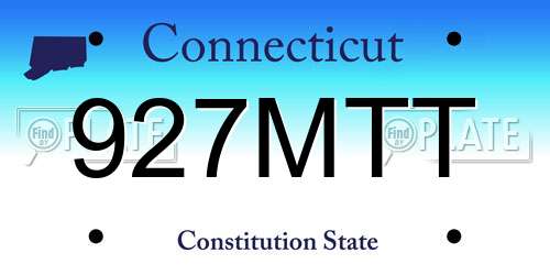 927MTT Connecticut License Plate