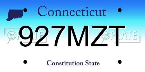 927MZT Connecticut License Plate