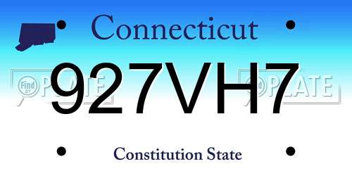 927VH7 Connecticut License Plate