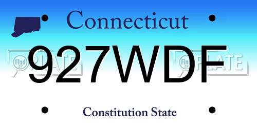927WDF Connecticut License Plate
