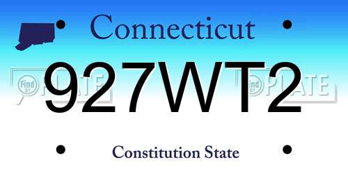 927WT2 Connecticut License Plate