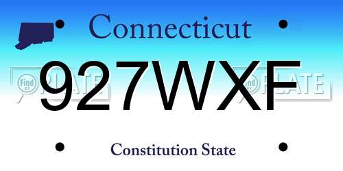 927WXF Connecticut License Plate