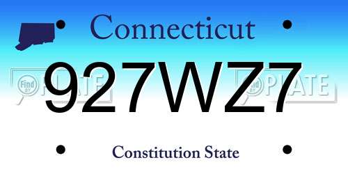 927WZ7 Connecticut License Plate