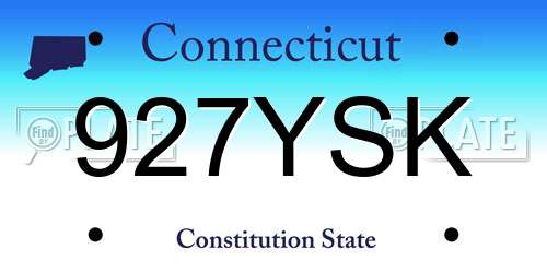 927YSK Connecticut License Plate