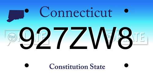 927ZW8 Connecticut License Plate