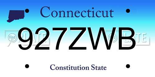 927ZWB Connecticut License Plate