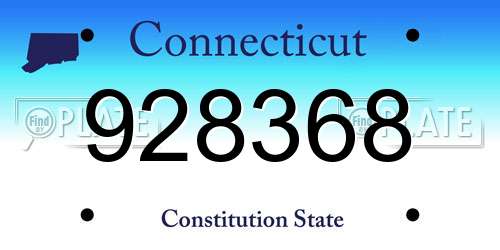 928368 Connecticut License Plate