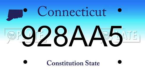 928AA5 Connecticut License Plate