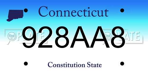 928AA8 Connecticut License Plate