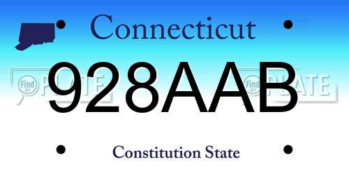 928AAB Connecticut License Plate