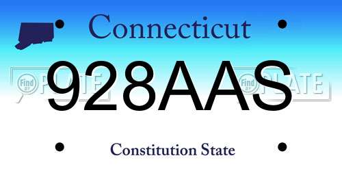 928AAS Connecticut License Plate