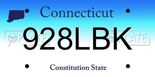 928LBK Connecticut License Plate