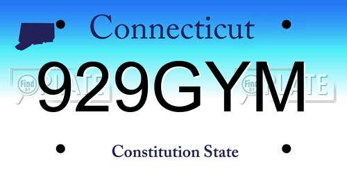 929GYM Connecticut License Plate