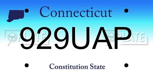 929UAP Connecticut License Plate