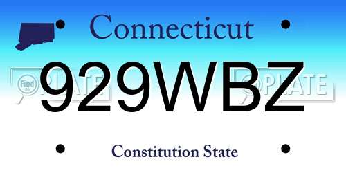 929WBZ Connecticut License Plate