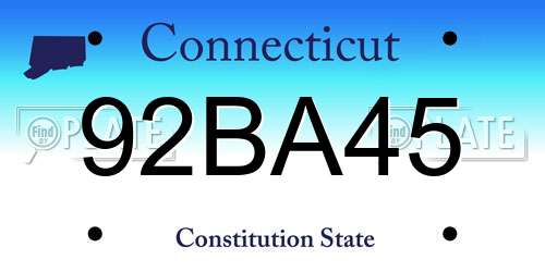 92BA45 Connecticut License Plate