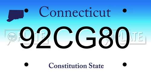 92CG80 Connecticut License Plate