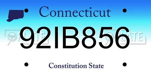 92IB856 Connecticut License Plate