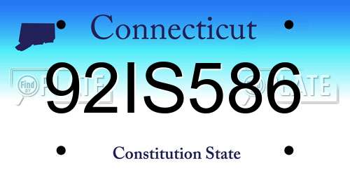 92IS586 Connecticut License Plate