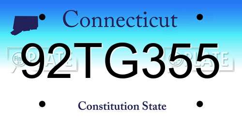 92TG355 Connecticut License Plate