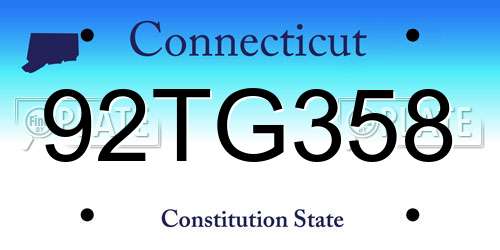 92TG358 Connecticut License Plate