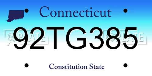 92TG385 Connecticut License Plate