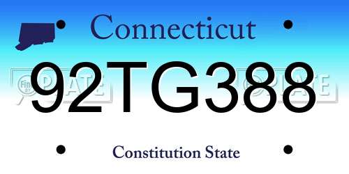 92TG388 Connecticut License Plate