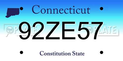 92ZE57 Connecticut License Plate