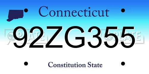 92ZG355 Connecticut License Plate