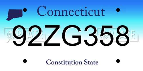92ZG358 Connecticut License Plate