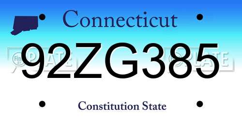 92ZG385 Connecticut License Plate