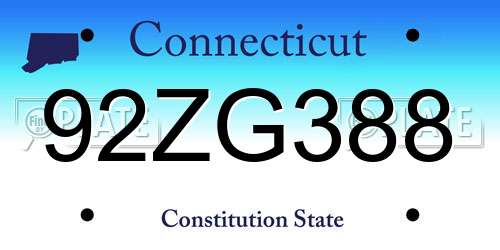 92ZG388 Connecticut License Plate