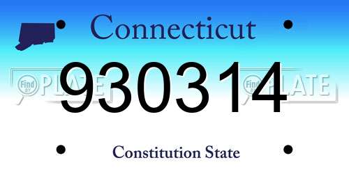 930314 Connecticut License Plate
