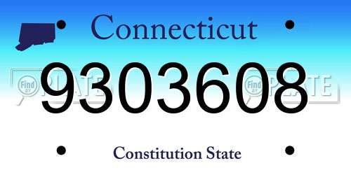 9303608 Connecticut License Plate