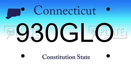 930GLO Connecticut License Plate