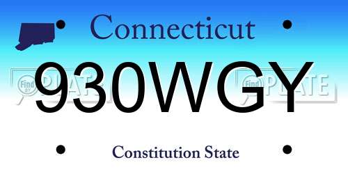 930WGY Connecticut License Plate