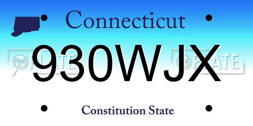 930WJX Connecticut License Plate