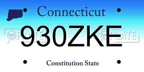 930ZKE Connecticut License Plate