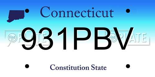 931PBV Connecticut License Plate
