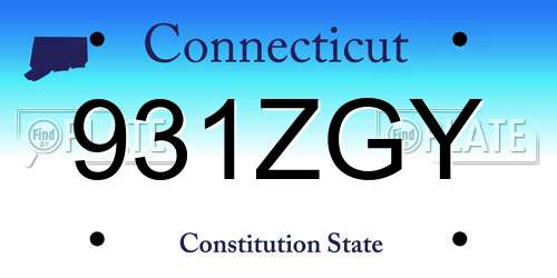 931ZGY Connecticut License Plate
