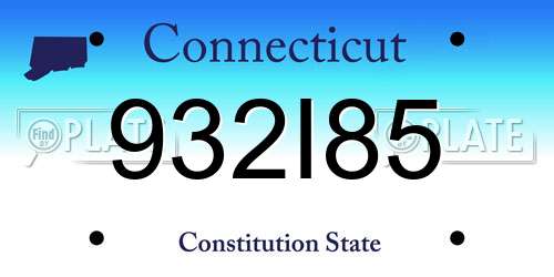932I85 Connecticut License Plate