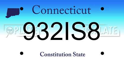 932IS8 Connecticut License Plate