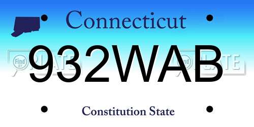 932WAB Connecticut License Plate